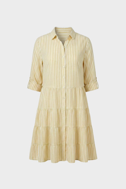 Women's Striped Shirt Dress with Button Placket