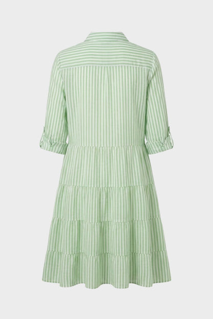 Women's Striped Shirt Dress with Button Placket
