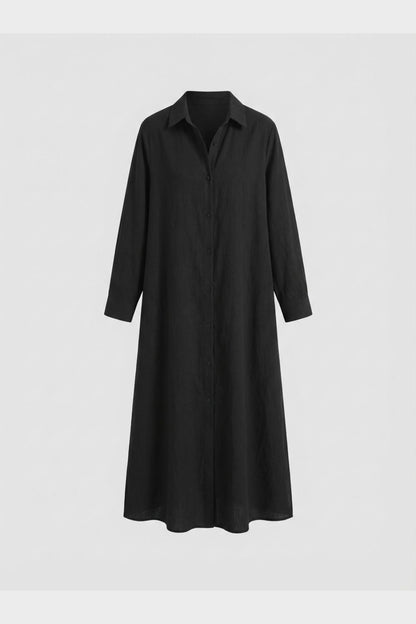 Women's Button Placket Long Shirt Dress