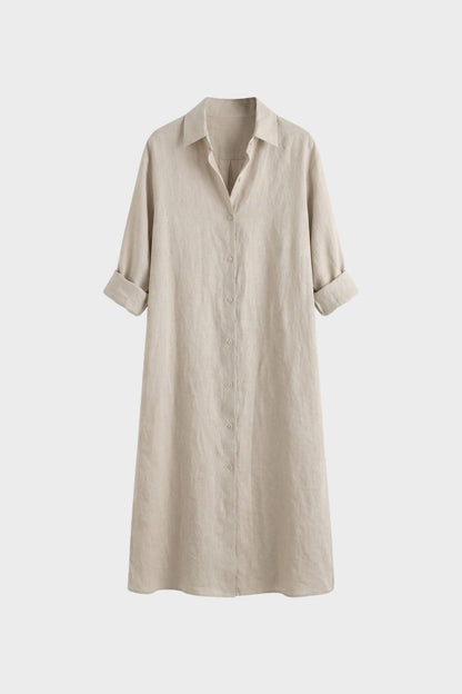Women's Button Placket Long Shirt Dress