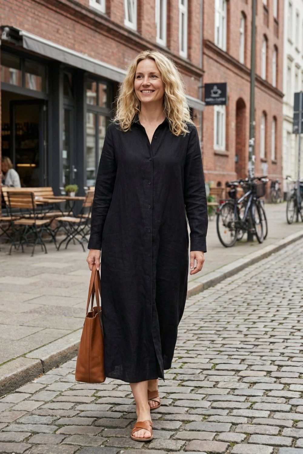 Women's Button Placket Long Shirt Dress