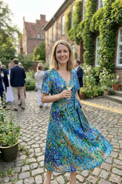 Women's V-Neck Printed Wrap Dress