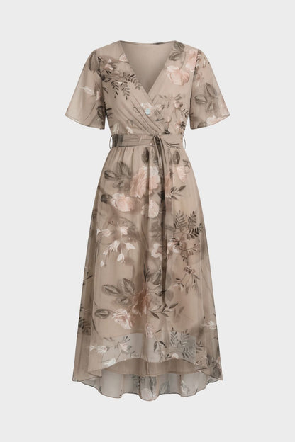 Women's V-Neck Printed Wrap Dress