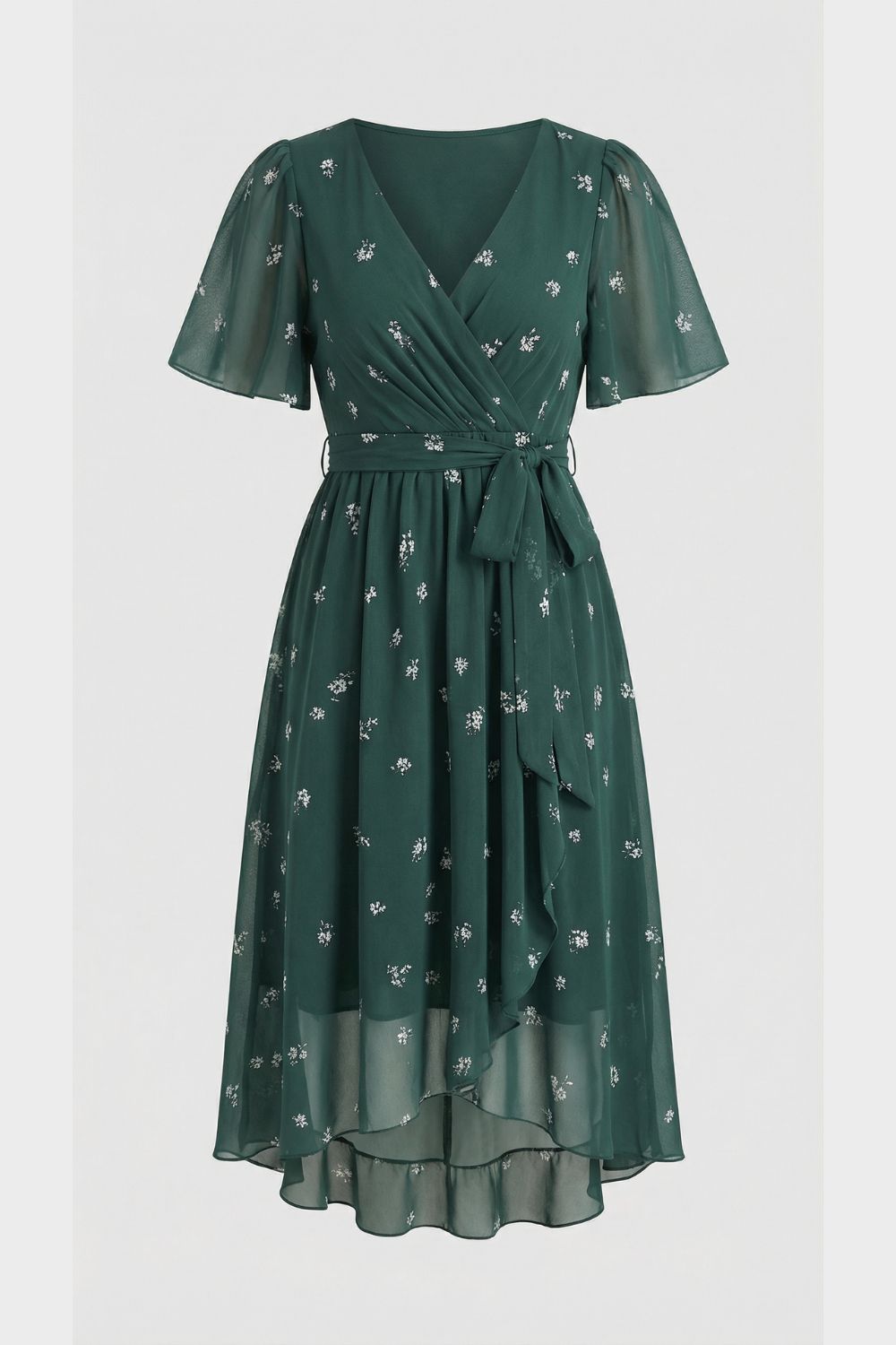 Women's V-Neck Printed Wrap Dress