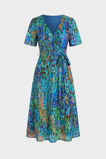 Women's V-Neck Printed Wrap Dress