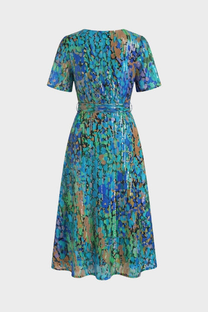 Women's V-Neck Printed Wrap Dress