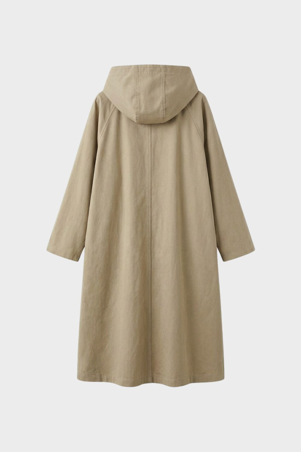 Women's Long Hooded Coat with Button Placket