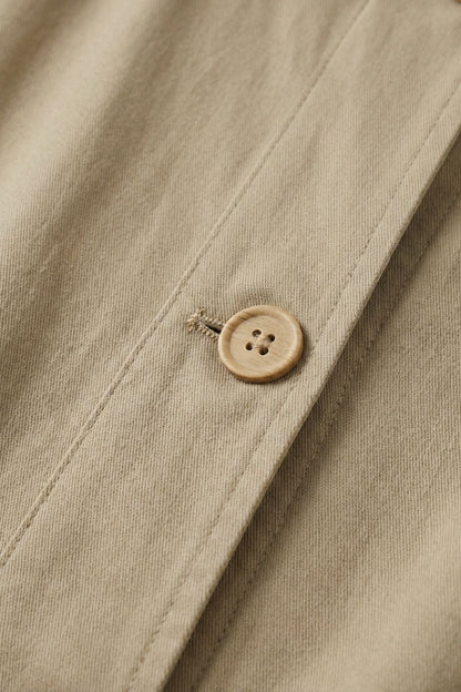 Women's Long Hooded Coat with Button Placket