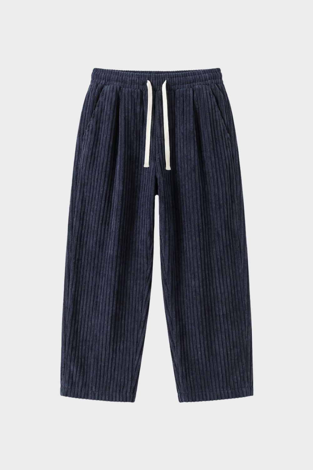 Men's Wide Leg Cord Trousers with Elastic Waistband
