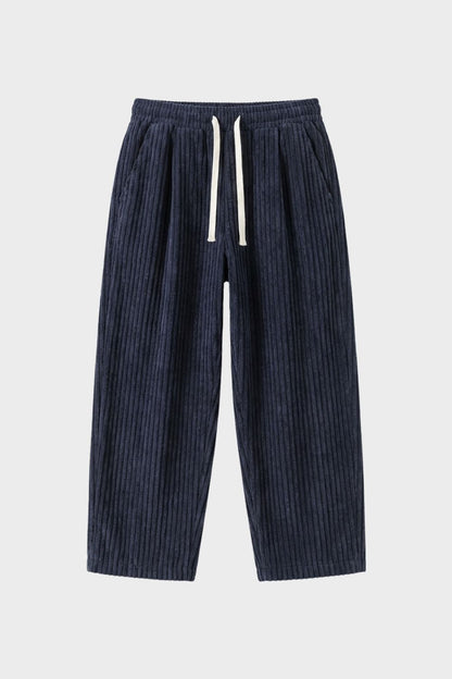 Men's Wide Leg Cord Trousers with Elastic Waistband