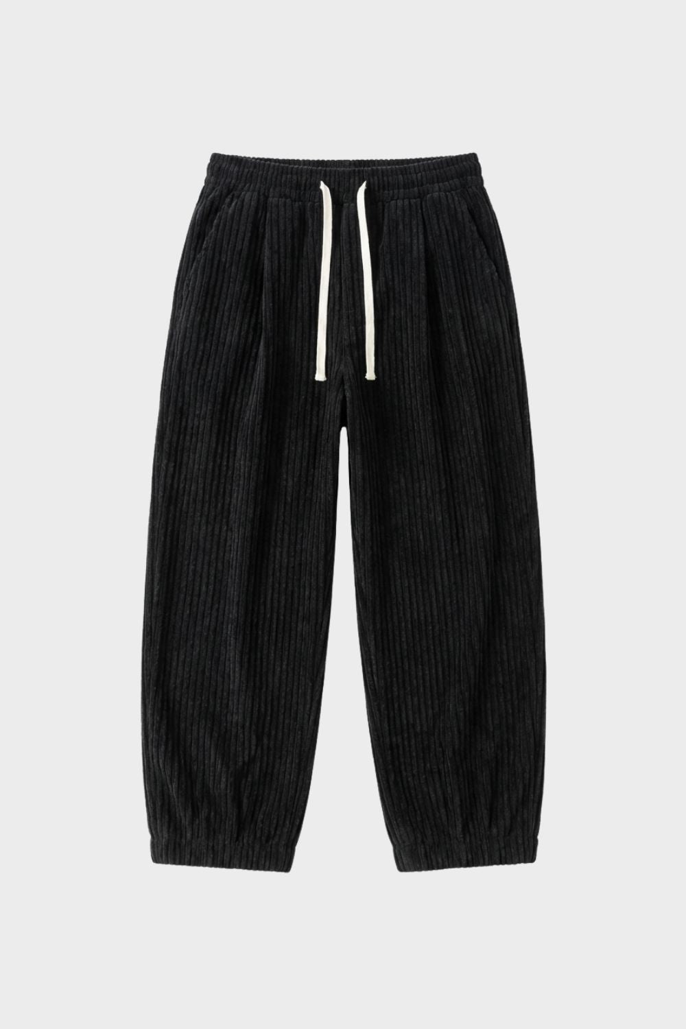 Men's Wide Leg Cord Trousers with Elastic Waistband
