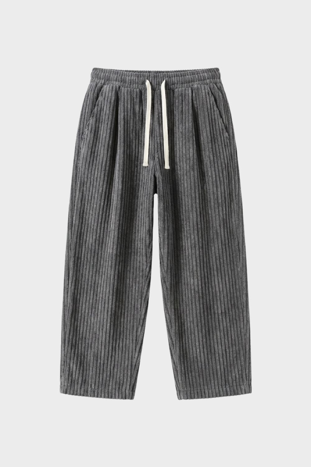 Men's Wide Leg Cord Trousers with Elastic Waistband