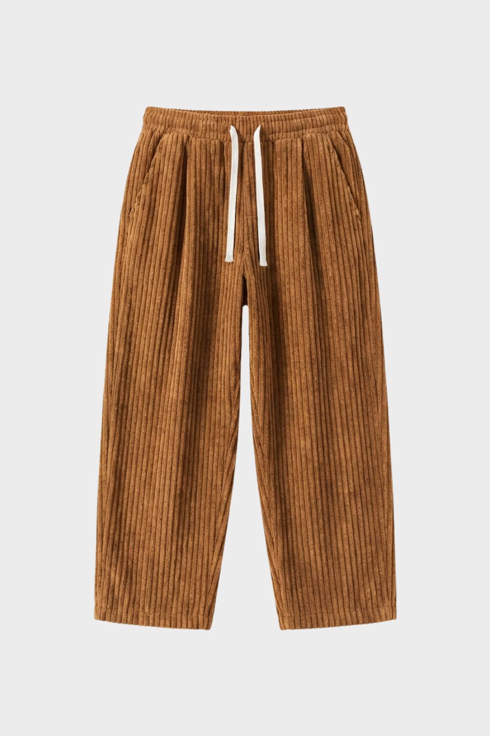 Men's Wide Leg Cord Trousers with Elastic Waistband