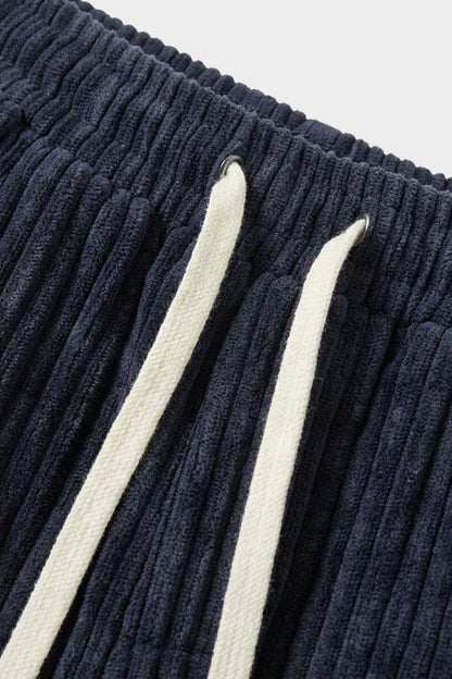 Men's Wide Leg Cord Trousers with Elastic Waistband