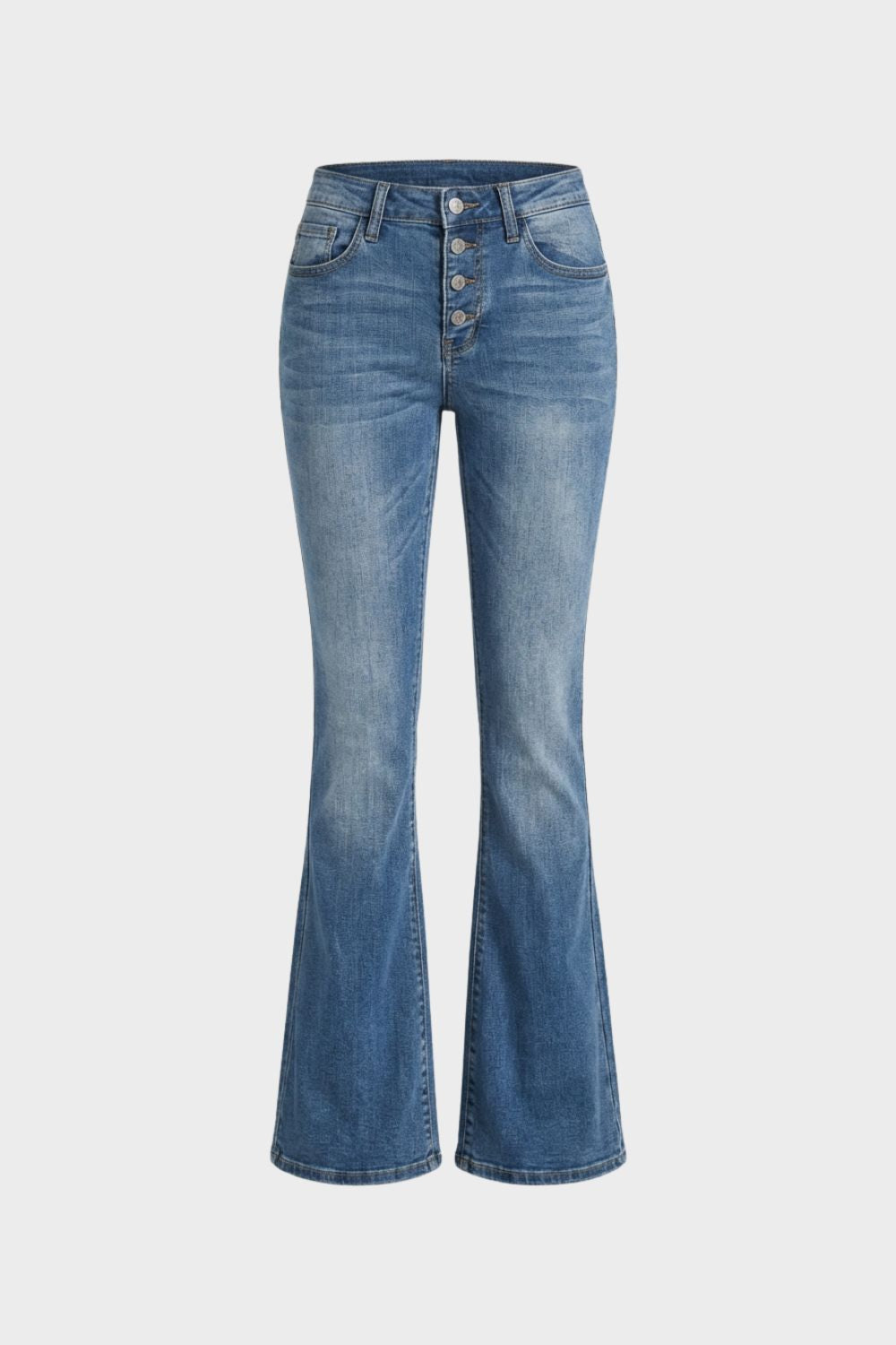 Women's High Waist Flared Jeans with Button Fly