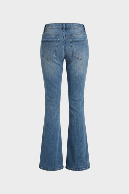 Women's High Waist Flared Jeans with Button Fly
