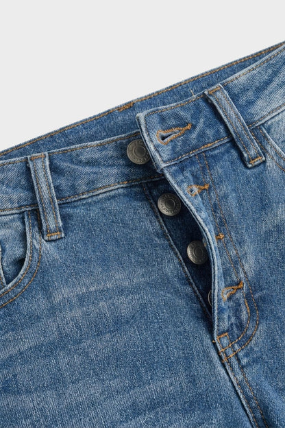 Women's High Waist Flared Jeans with Button Fly
