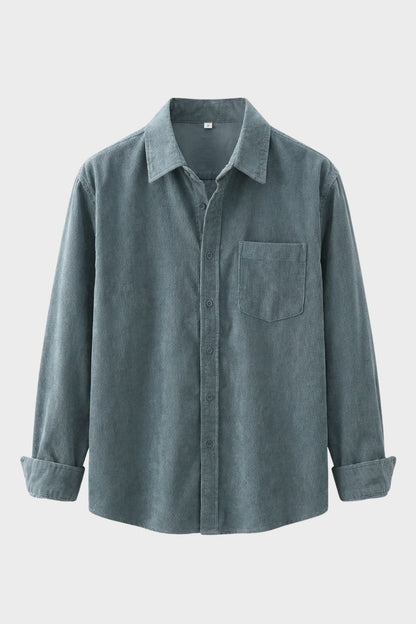 Men's Cord Shirt with Button Placket & Chest Pocket