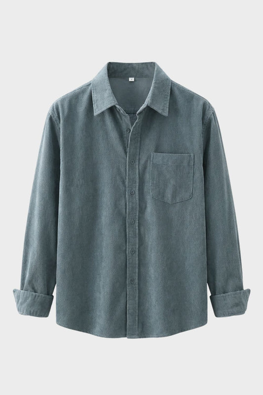 Men's Cord Shirt with Button Placket & Chest Pocket