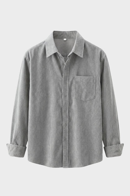 Men's Cord Shirt with Button Placket & Chest Pocket