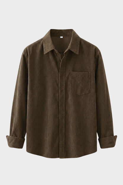 Men's Cord Shirt with Button Placket & Chest Pocket