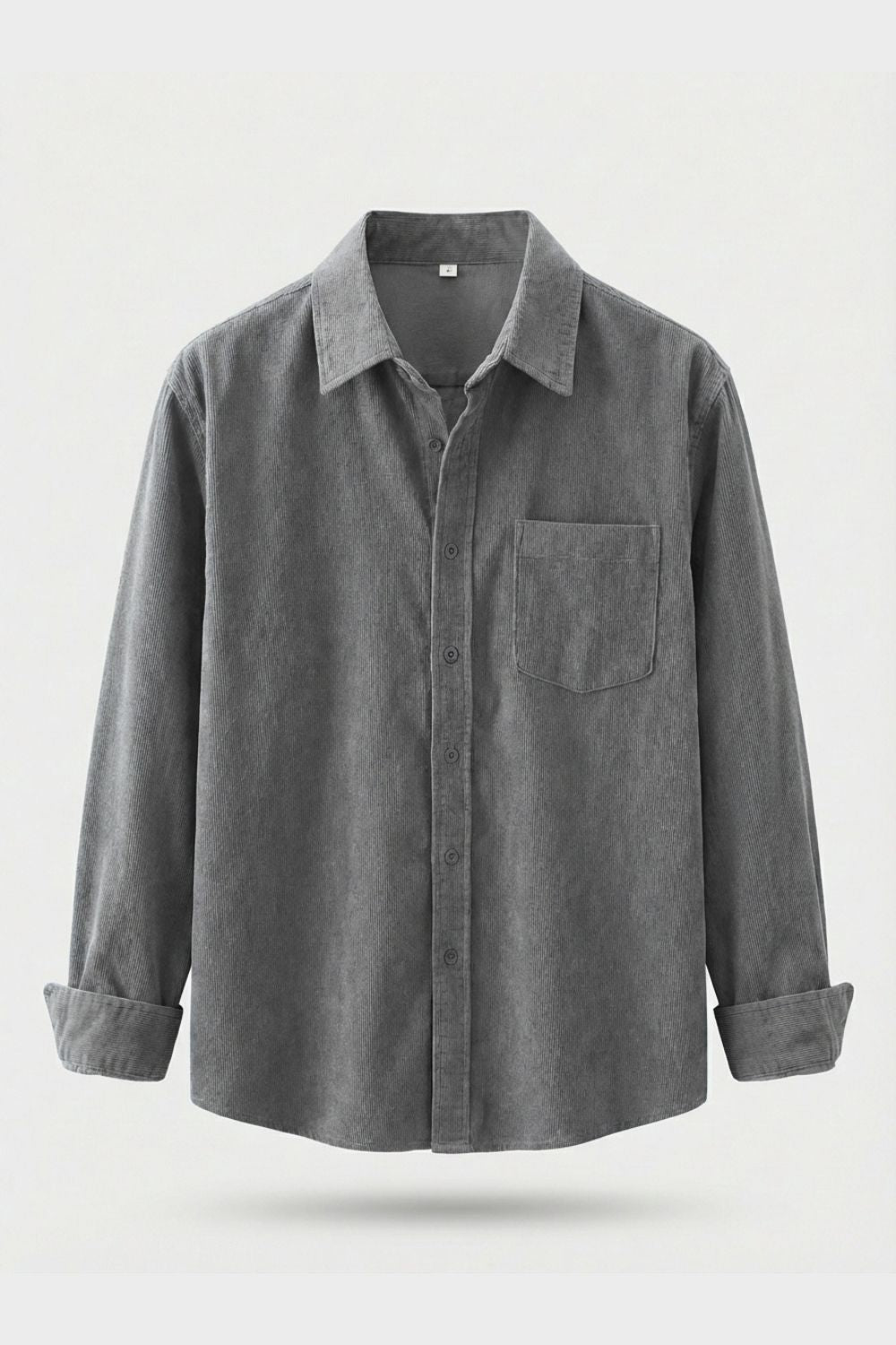 Men's Cord Shirt with Button Placket & Chest Pocket