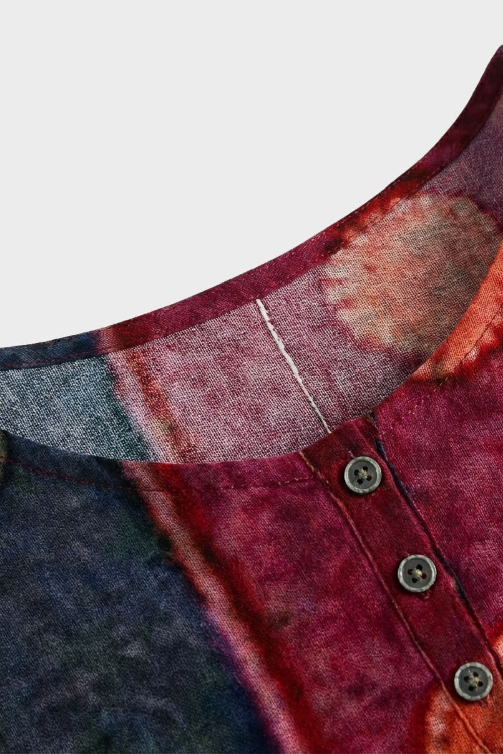 Women's 3/4 Sleeve Round Neck Blouse - Colorful Pattern