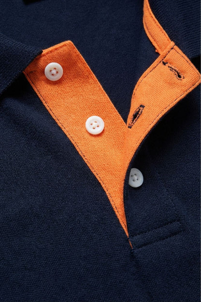 Men's Contrast Collar Short Sleeve Polo Shirt