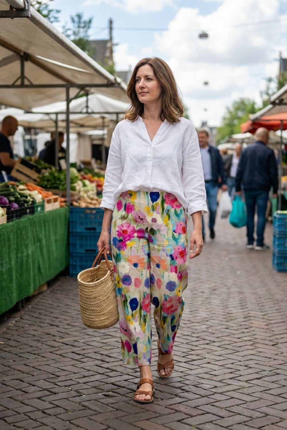 Women's Wide Leg Floral Trousers