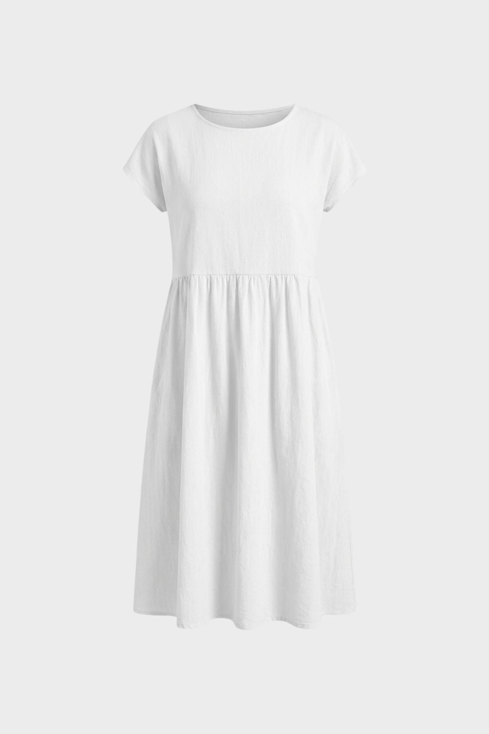 Short Sleeve Round Neck Midi Dress for Women