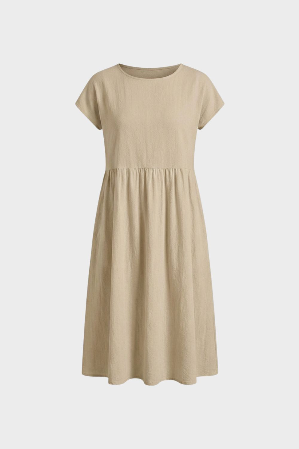 Short Sleeve Round Neck Midi Dress for Women