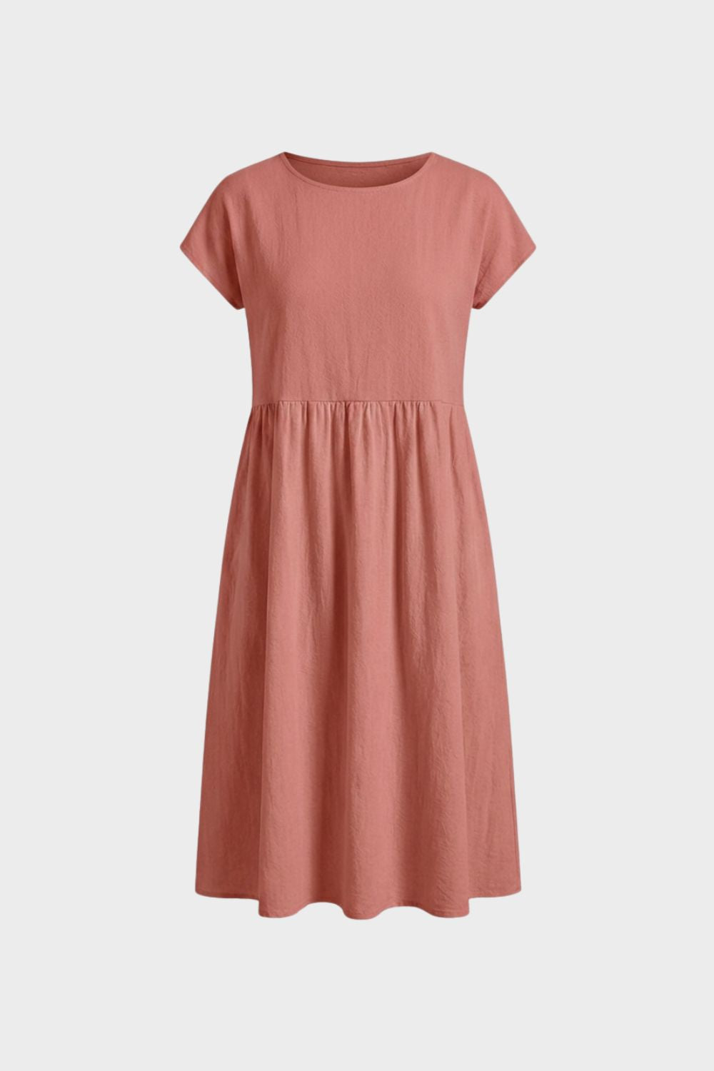 Short Sleeve Round Neck Midi Dress for Women