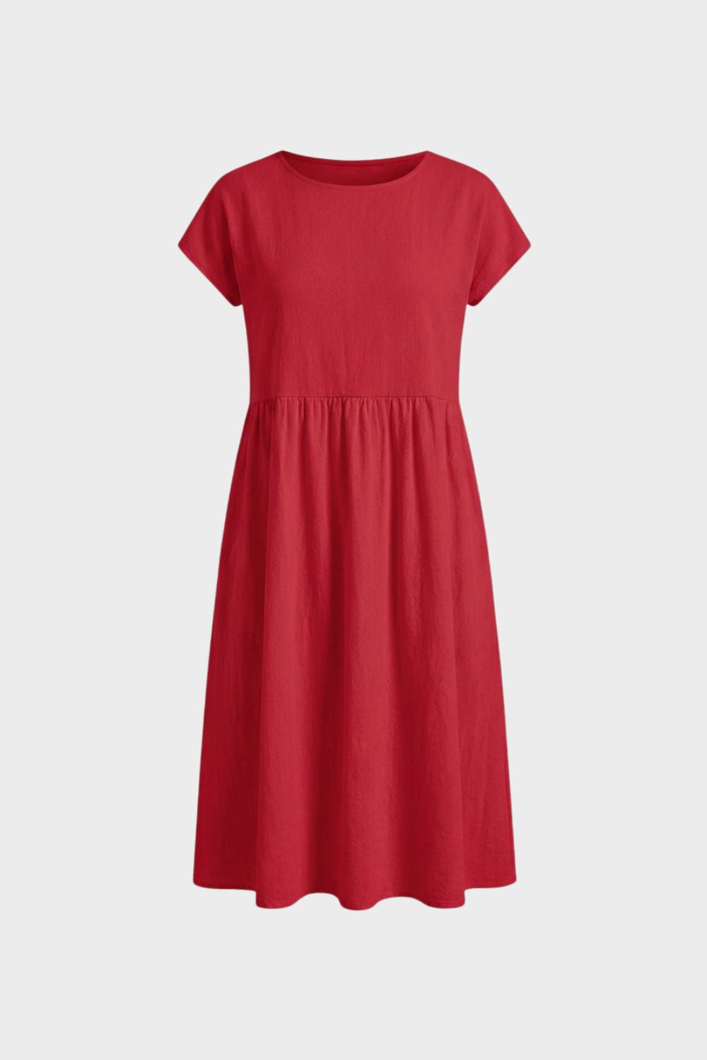 Short Sleeve Round Neck Midi Dress for Women