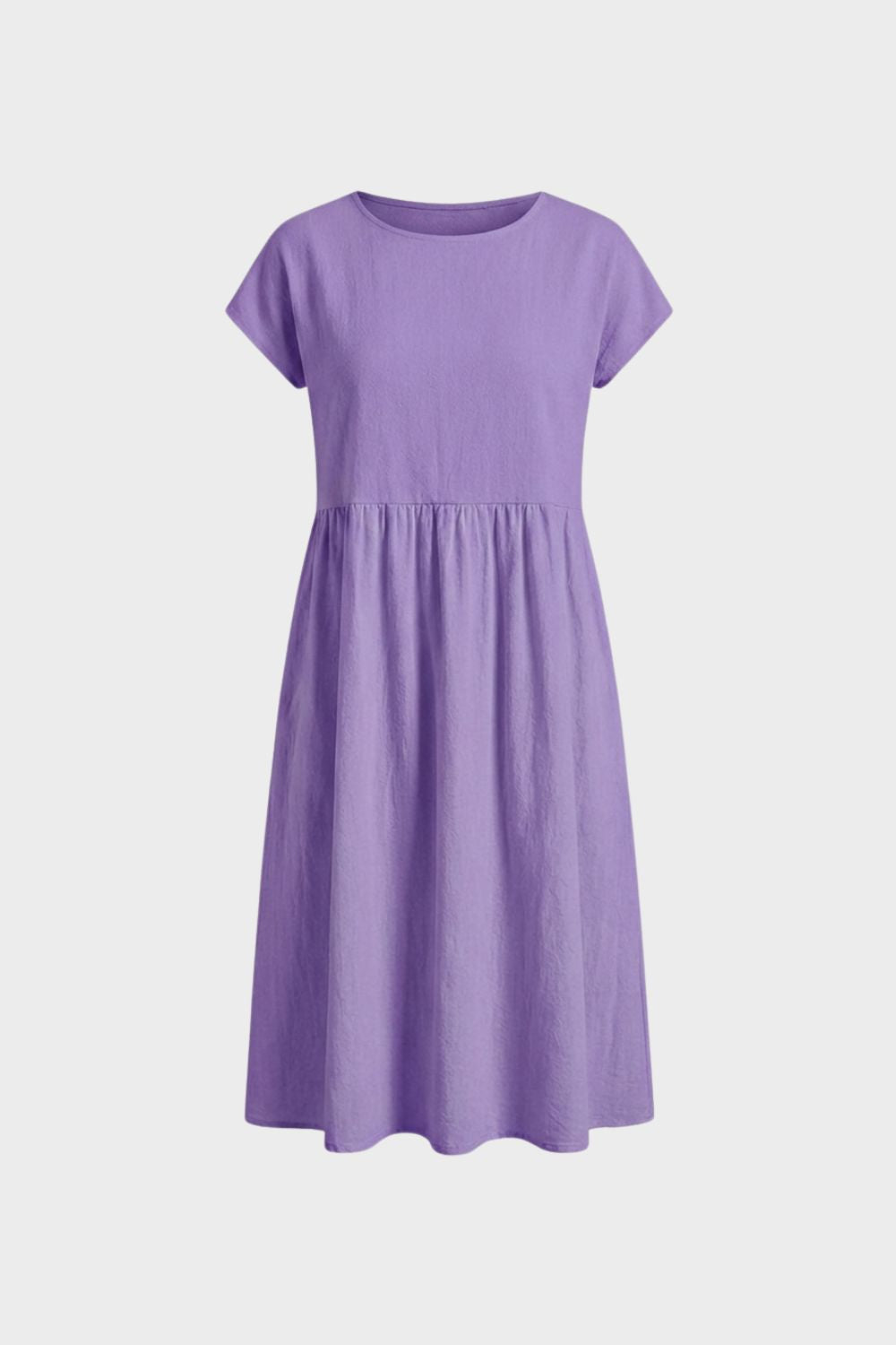Short Sleeve Round Neck Midi Dress for Women
