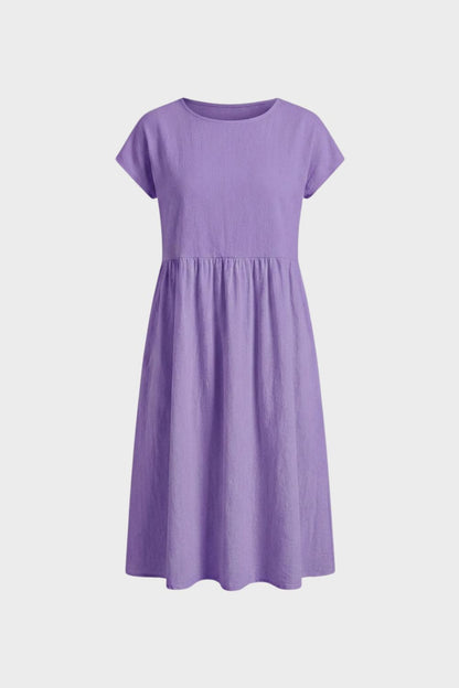 Short Sleeve Round Neck Midi Dress for Women