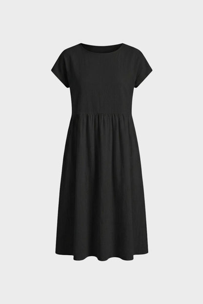 Short Sleeve Round Neck Midi Dress for Women