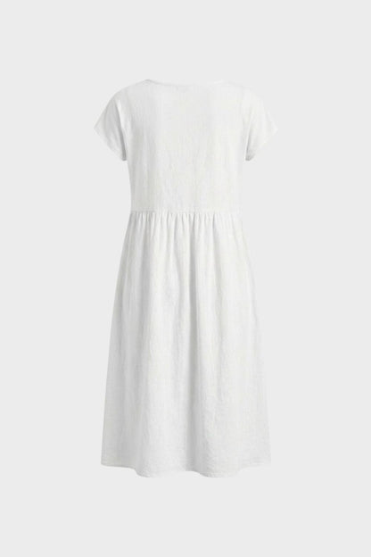Short Sleeve Round Neck Midi Dress for Women