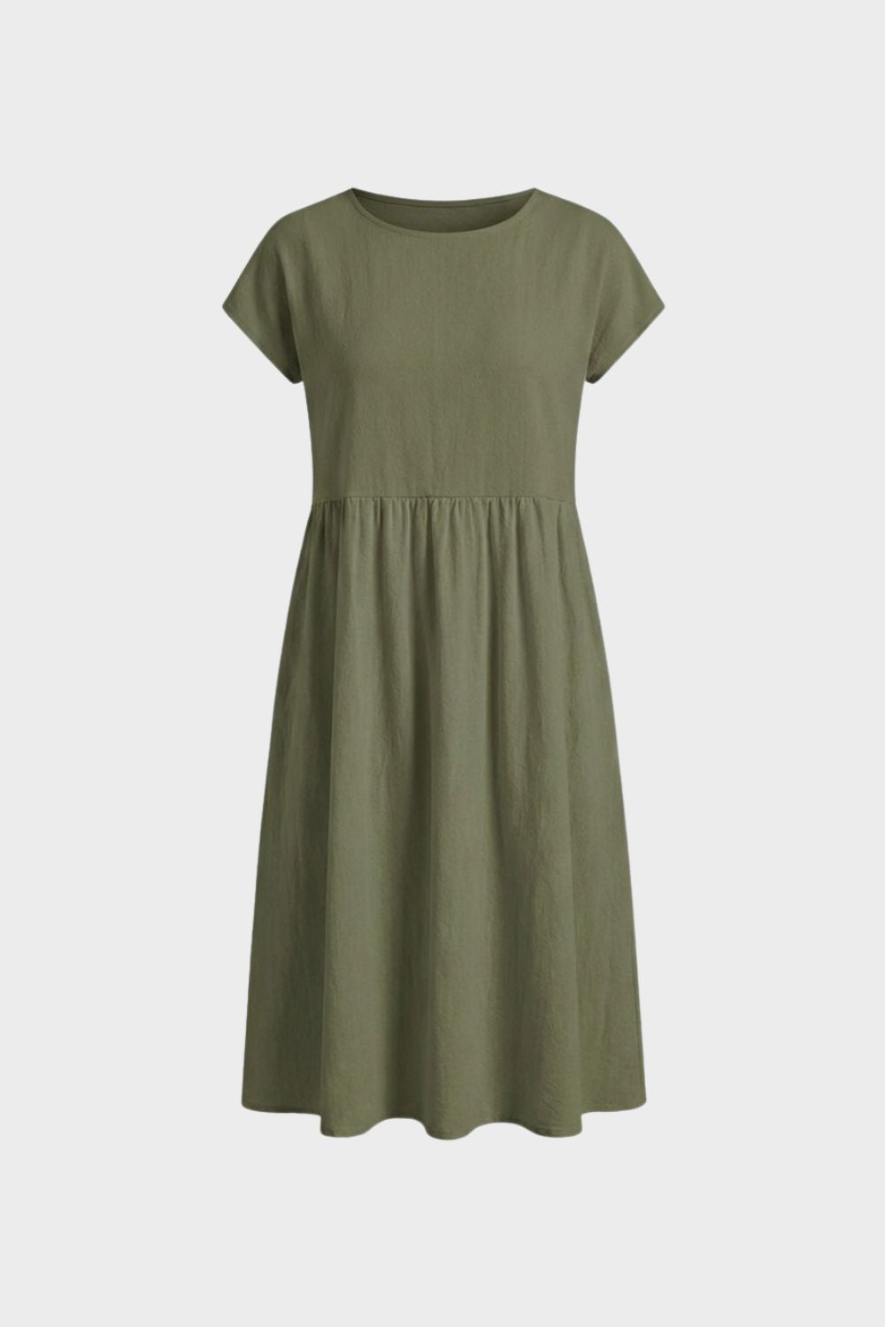 Short Sleeve Round Neck Midi Dress for Women