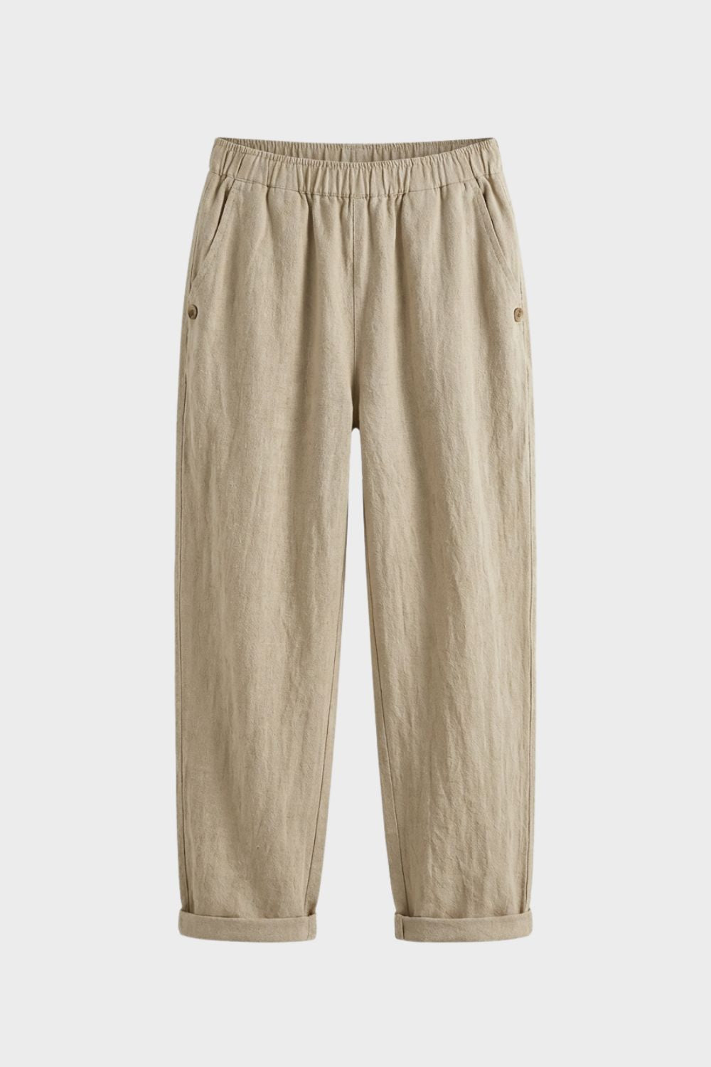 Women's Straight Leg Trousers with Elastic Waistband