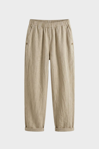 Women's Straight Leg Trousers with Elastic Waistband