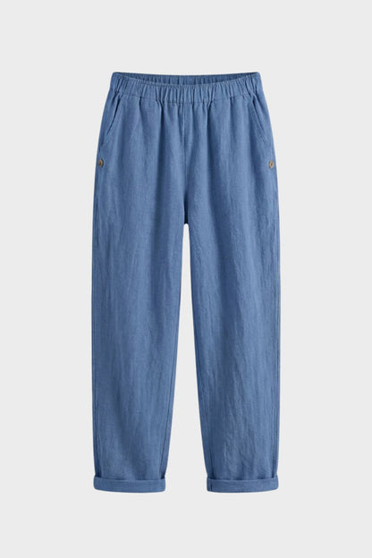 Women's Straight Leg Trousers with Elastic Waistband