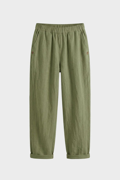 Women's Straight Leg Trousers with Elastic Waistband