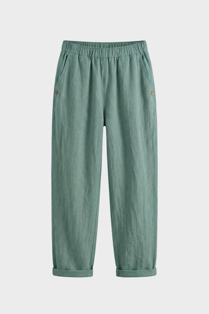Women's Straight Leg Trousers with Elastic Waistband