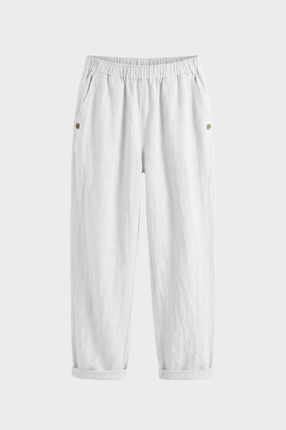 Women's Straight Leg Trousers with Elastic Waistband