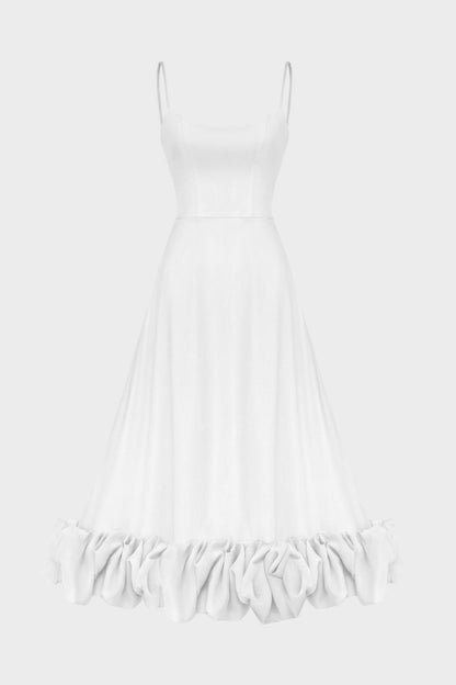Strap and Ruffle Midi Dress for Women