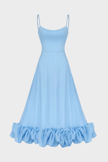Strap and Ruffle Midi Dress for Women