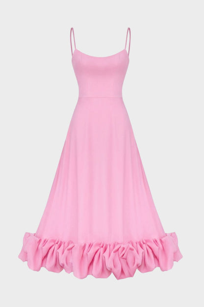 Strap and Ruffle Midi Dress for Women