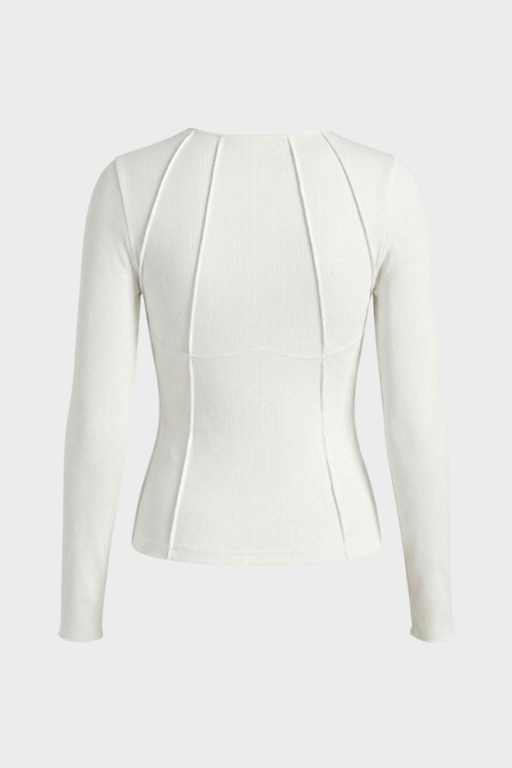 Women's Long Sleeve Round Neck Ribbed Top