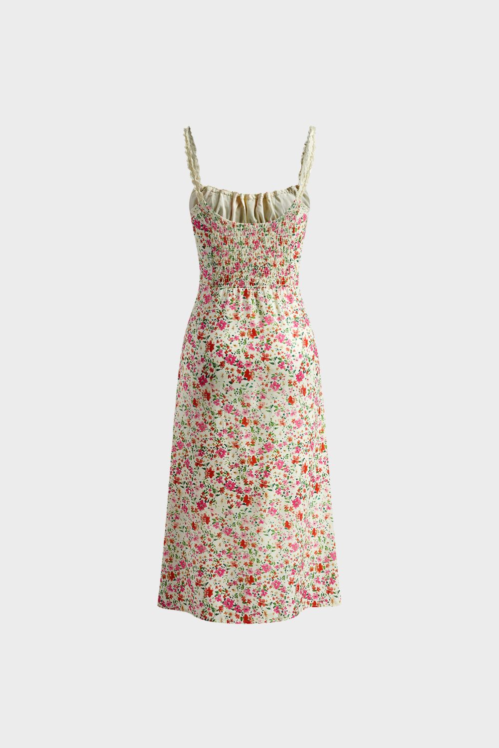 Floral Midi Summer Dress for Women with Straps