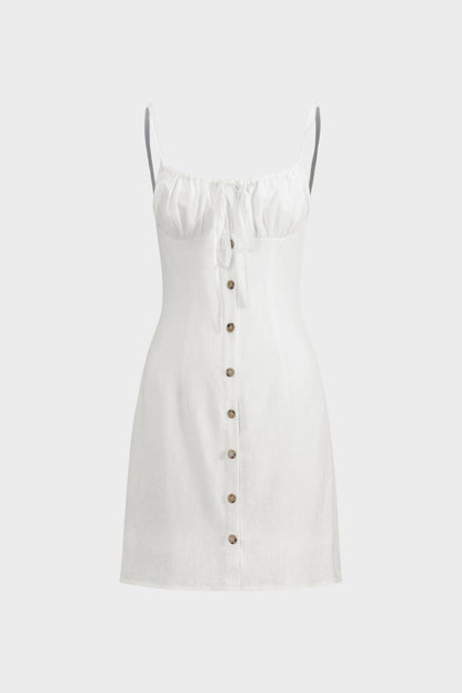 Women's Summer Strappy Dress with Button Placket